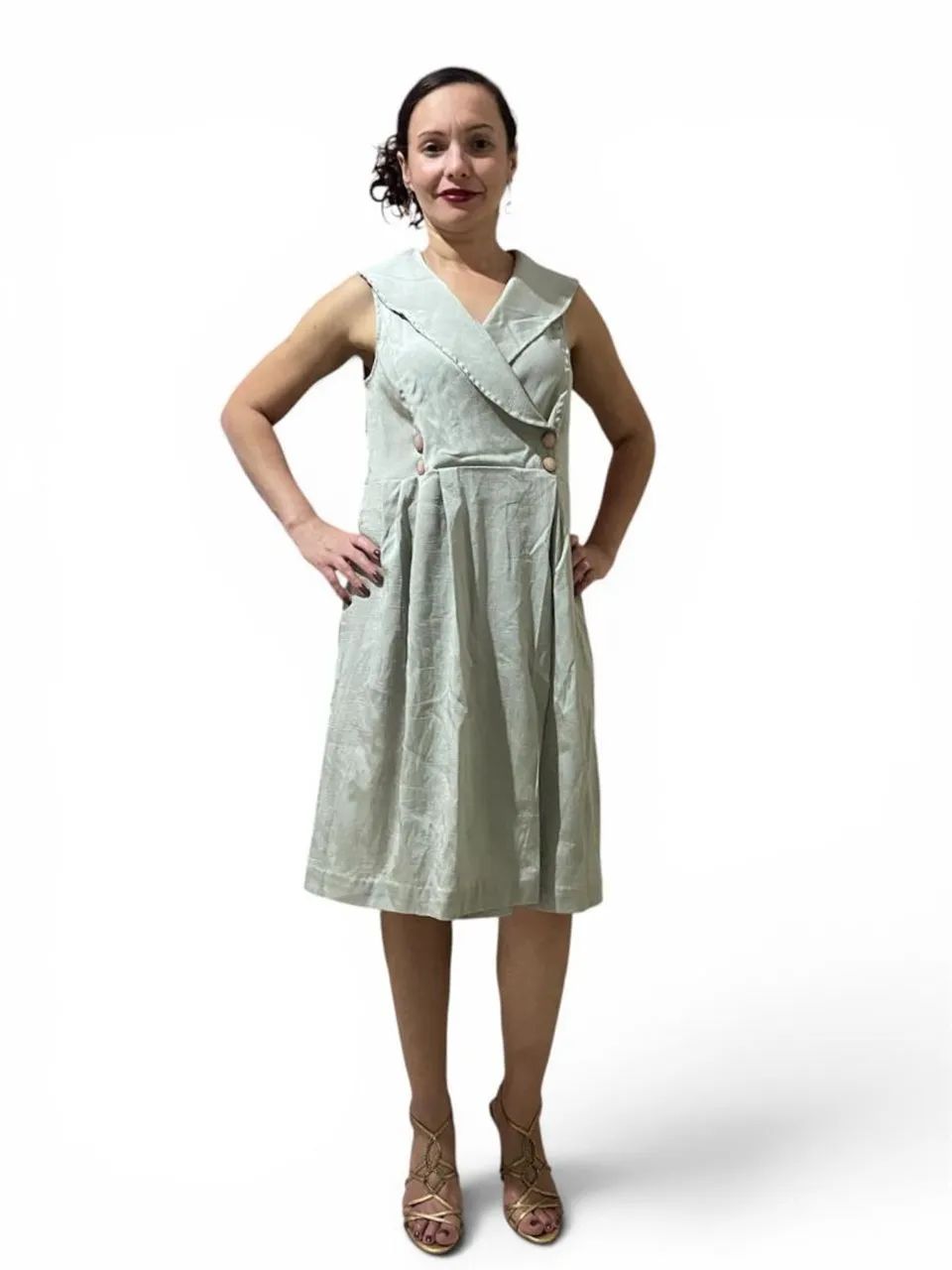 Vestido Social Elegante com Gola Drapeada - Foto 2