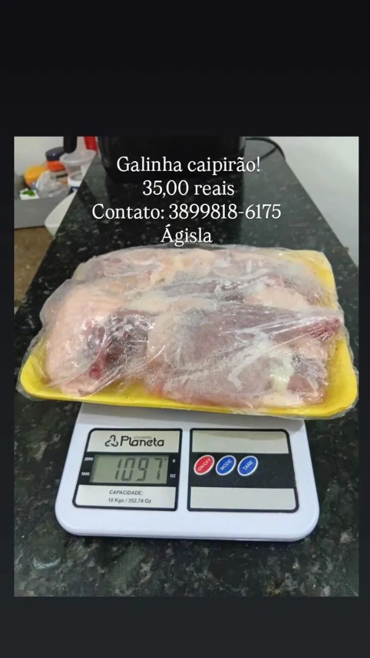 Galinha caipirão limpa e abatida 