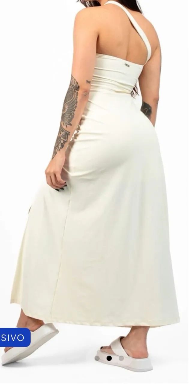 Vestido mid tomara que caia off white - Foto 3