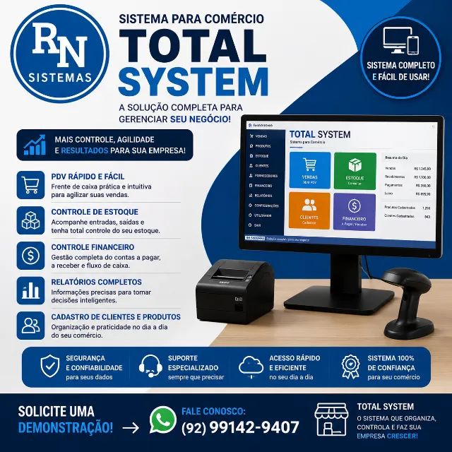 Sistema para Comércio | Total System PDV | Emissão de NF-e e Controle de Estoque