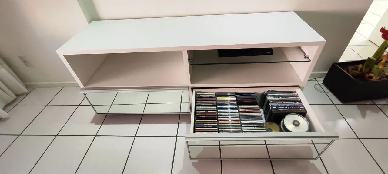 Rack MDF branco gaveta espelho - Foto 5