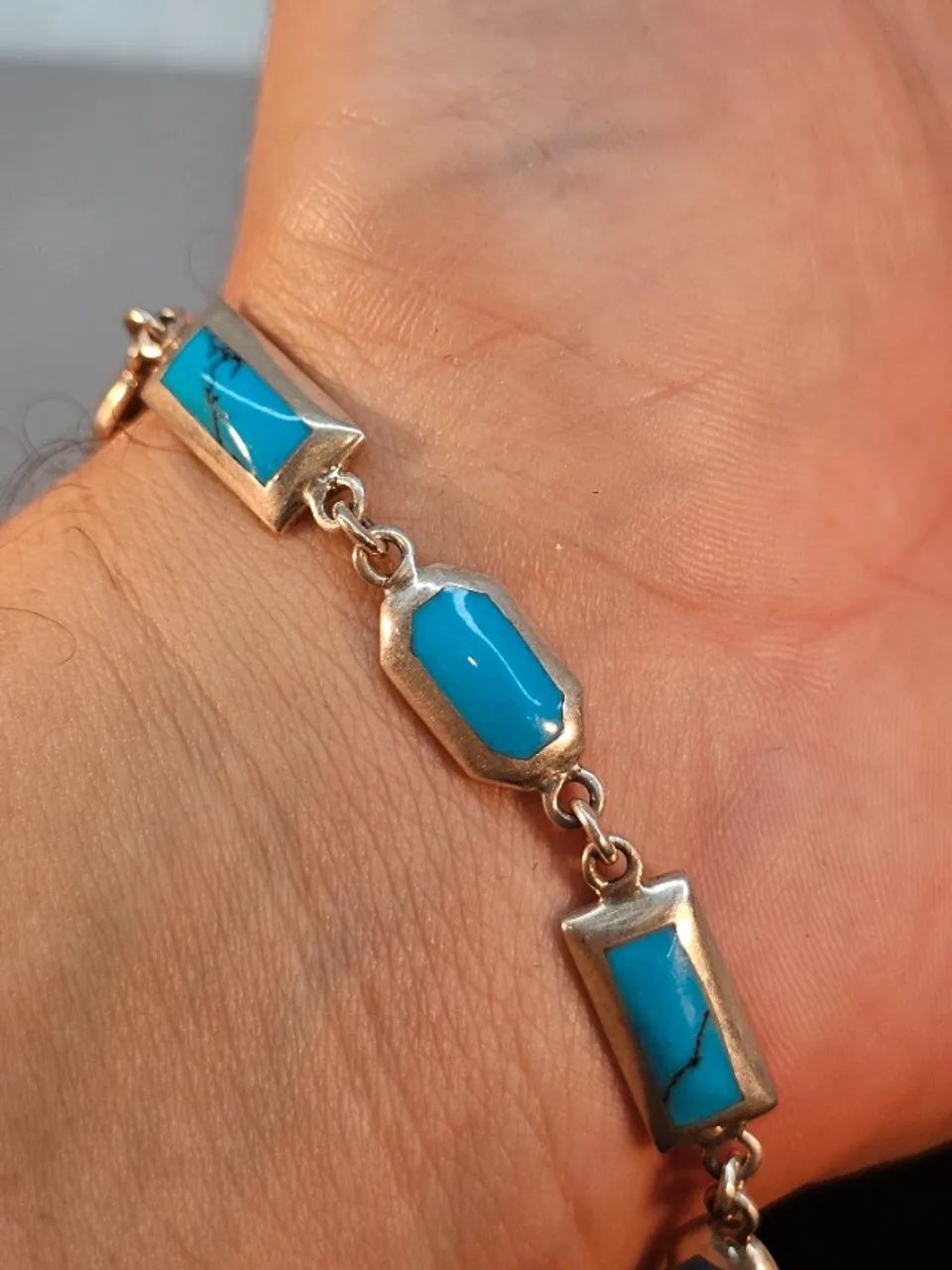 Pulseira Turquesa trabalho fino em prata  - Foto 3