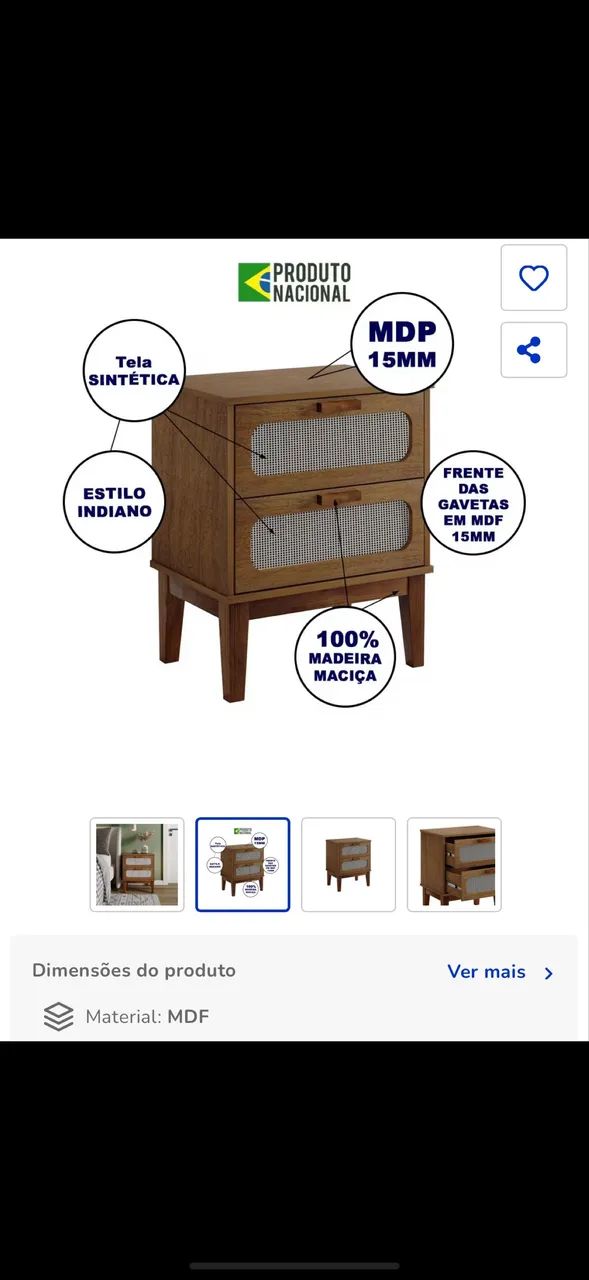 MESA DE CABECEIRA - 2 UNIDADES - Foto 3