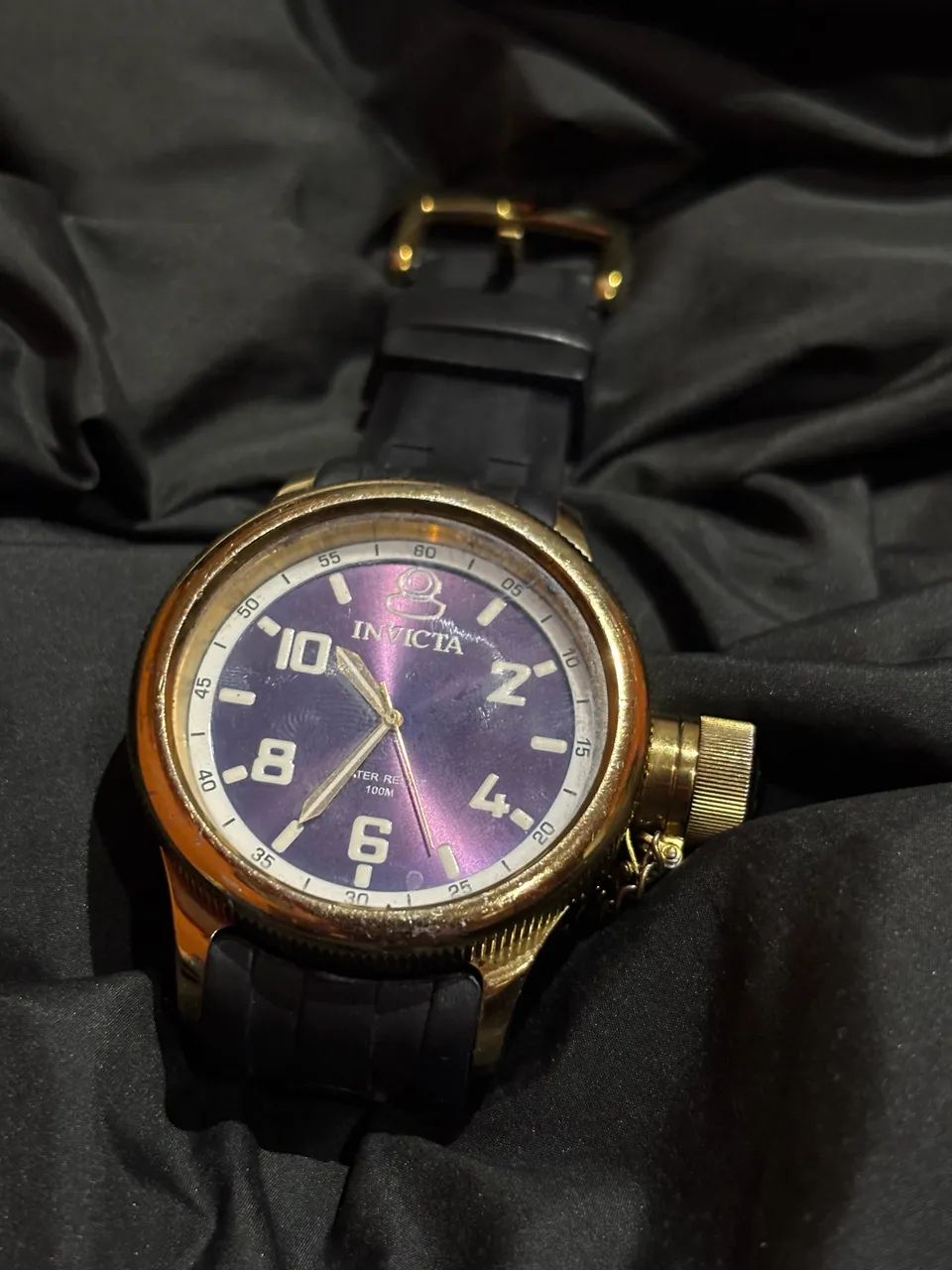 Relógio Invicta Russian Diver Masculino Dourado de 43mm com Pulseira Preta ORIGINAL