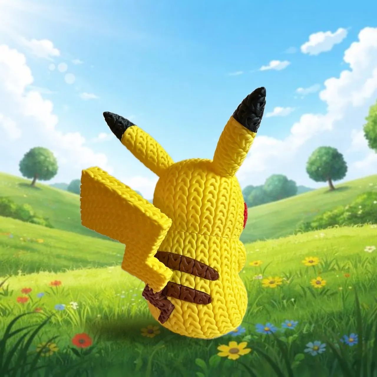Boneco Pikachu 3D 22cm - estilo crochê  - Foto 2