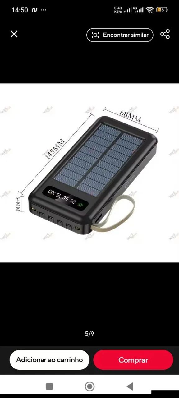 POWER BANK COM CARREGANENTO SOLAR  - Foto 4