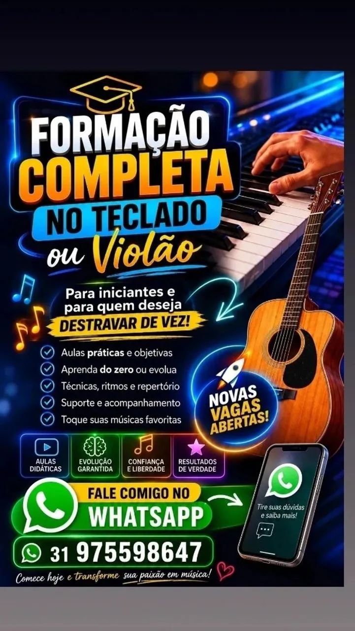 Curso de Teclado e violão 