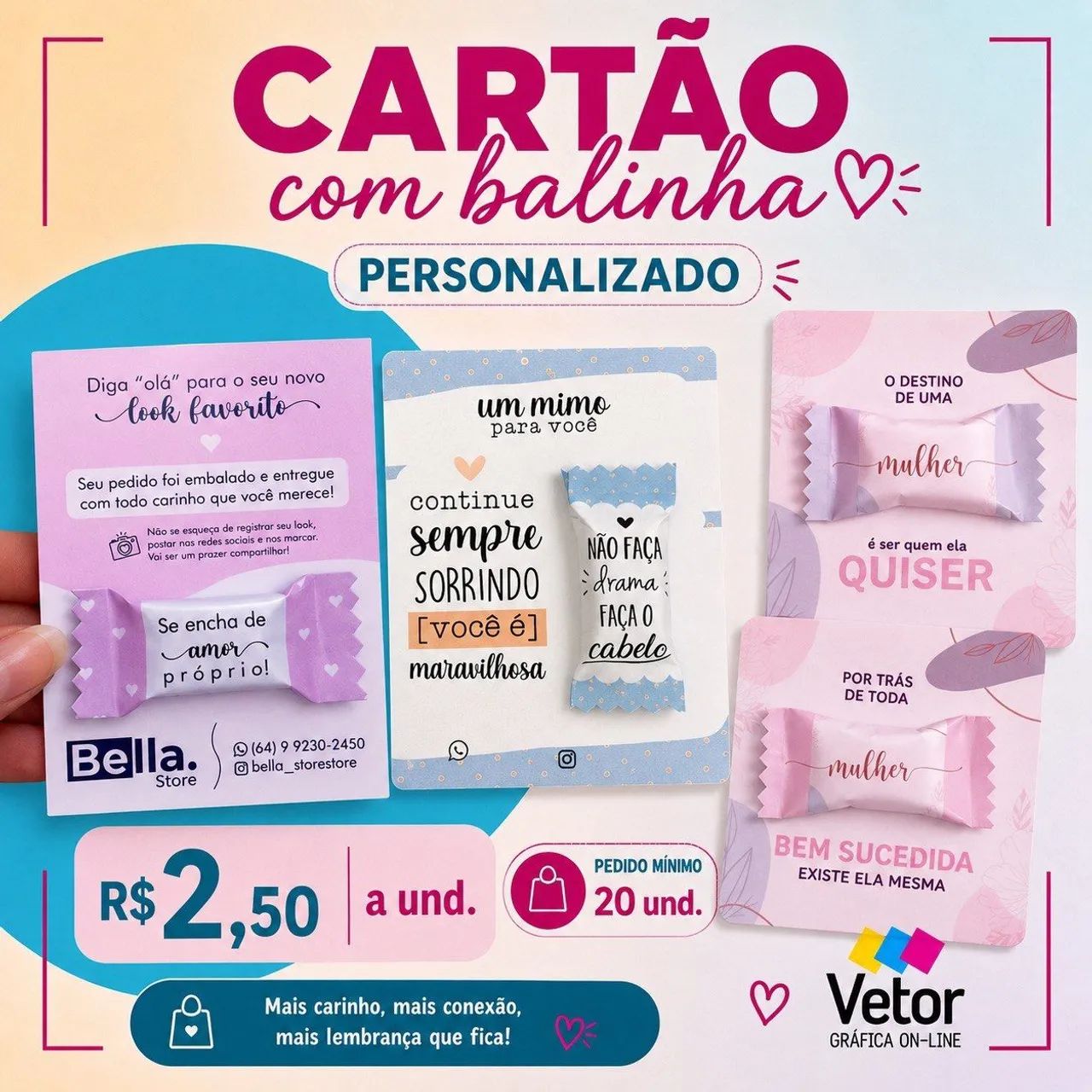 Cartão com balinha personalizada 