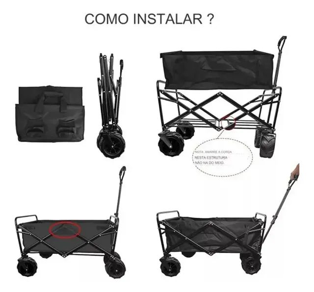 Carrinho De Mão Acampamento Dobrável Multifuncional 150kg - Foto 4