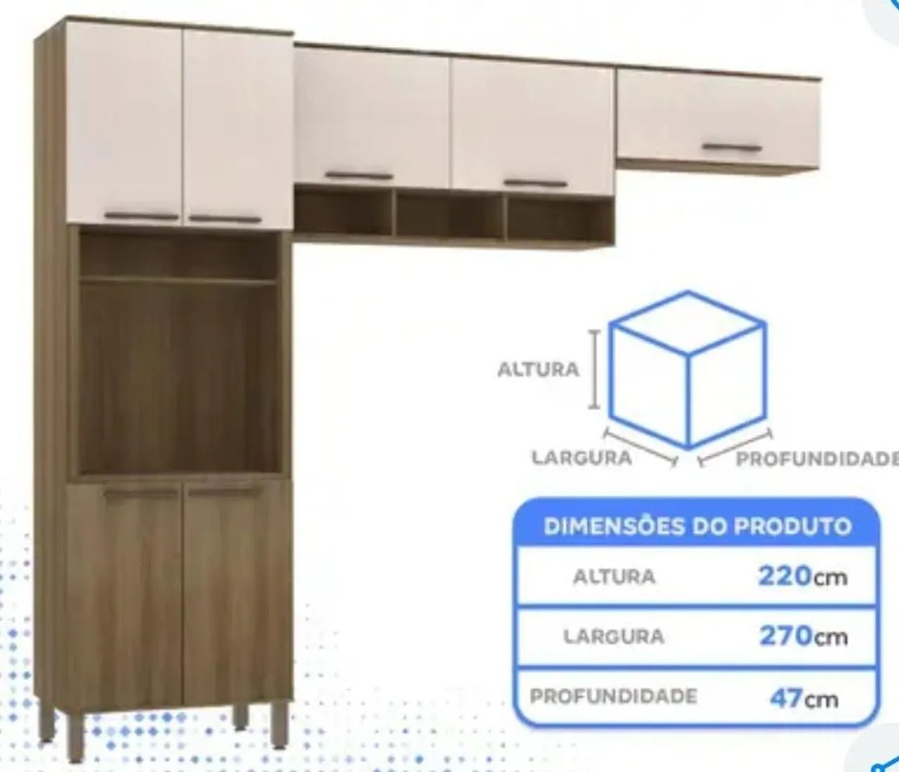 Paneleiro MDF marfim com armário aéreo marfim mdf 