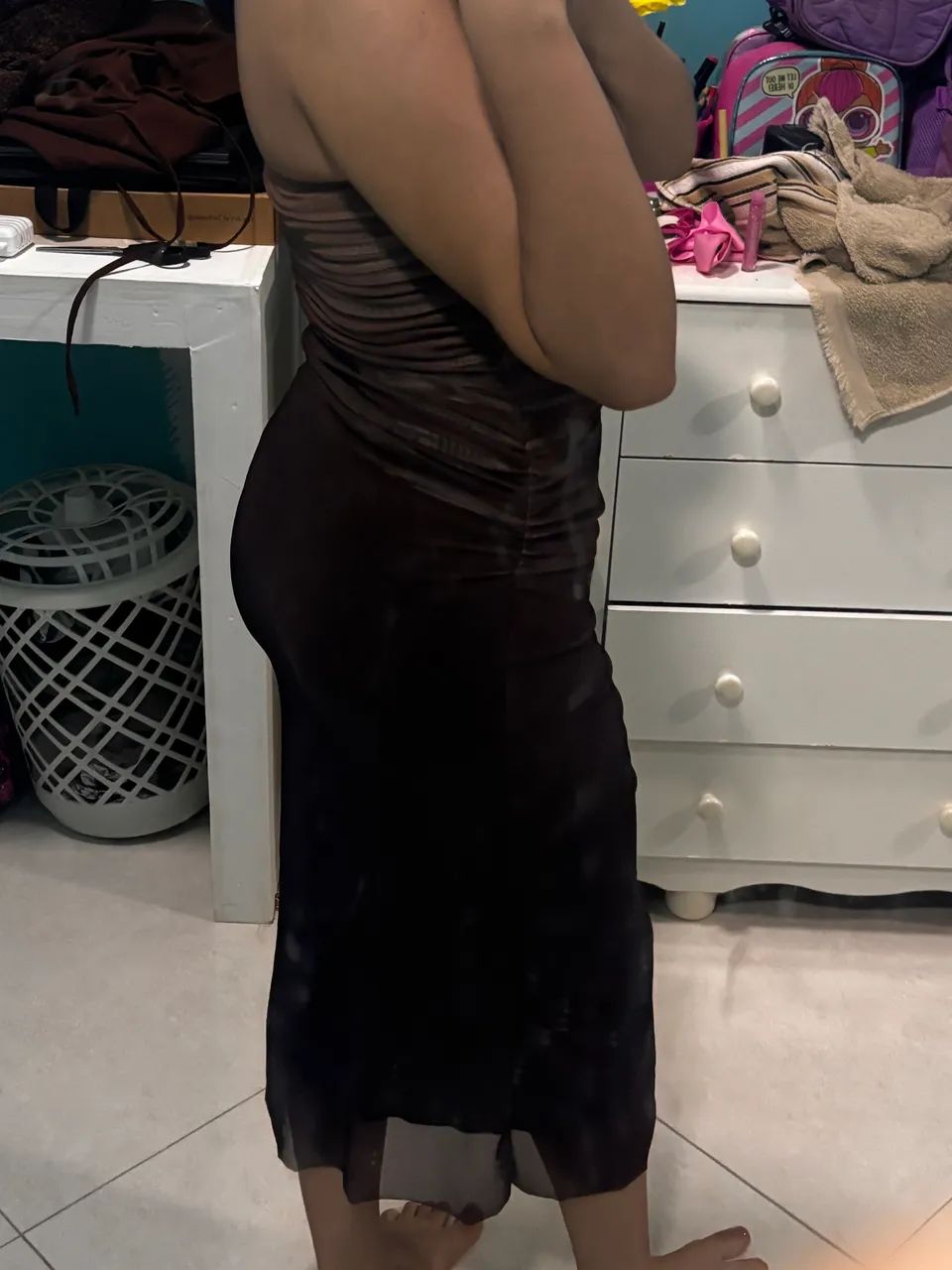 Vestido tule marrom - Foto 3