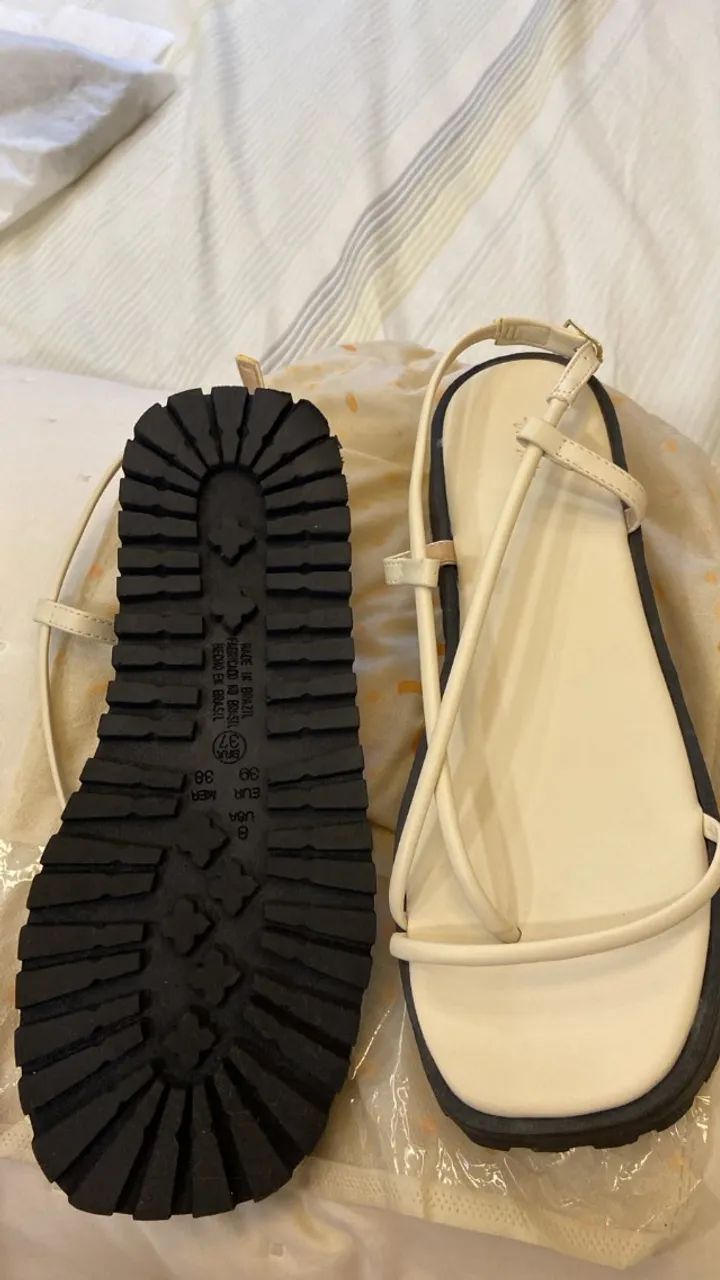 Flatform Tratorada ou estilo Papete - Off White - Foto 4