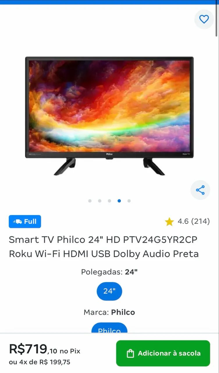 Smart tv 24 polegadas Philco nova  - Foto 2