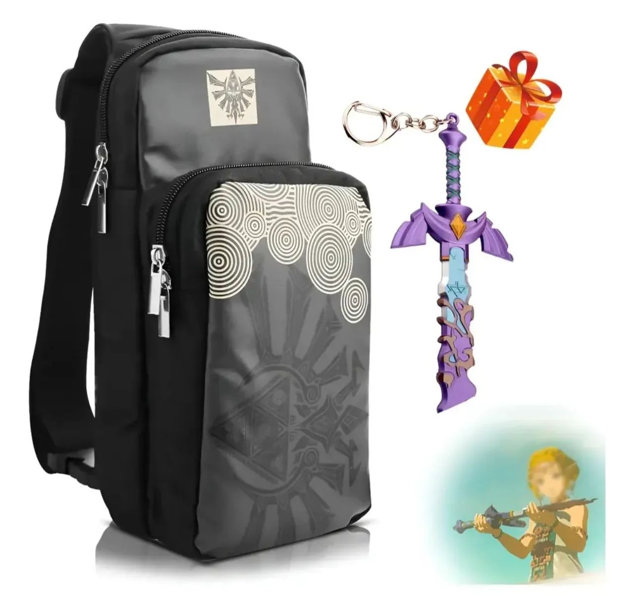 Mochila pra Nintendo switch edição Zelda + chaveiro Master sword