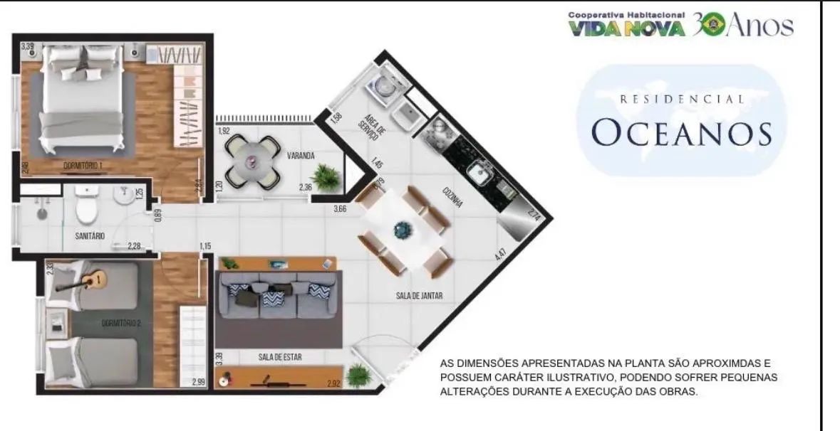 Residencial Oceanos - Apartamento 50 m2 - Foto 3