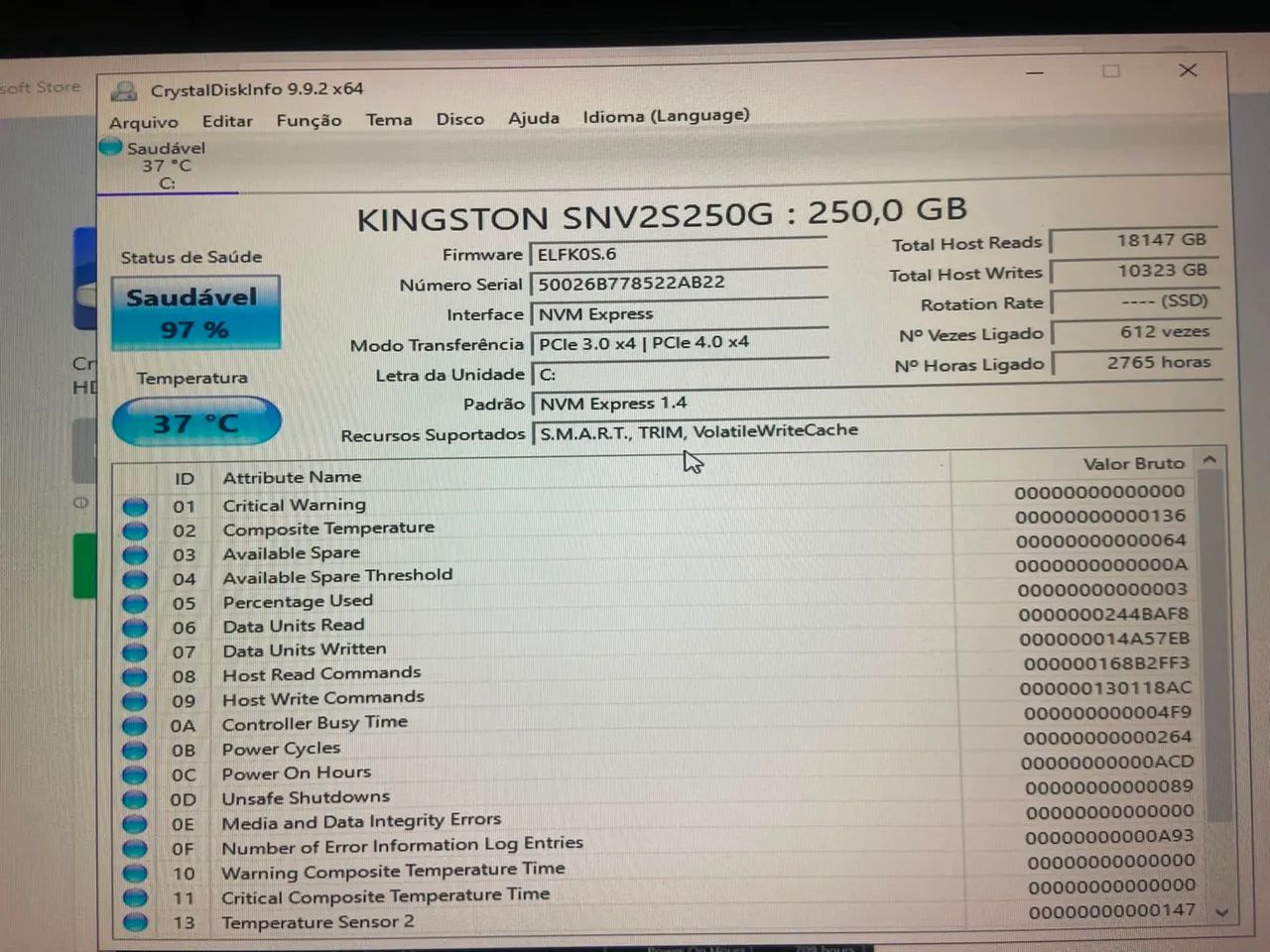 SSD 256Gb Nvme M.2 Kingston - Foto 5