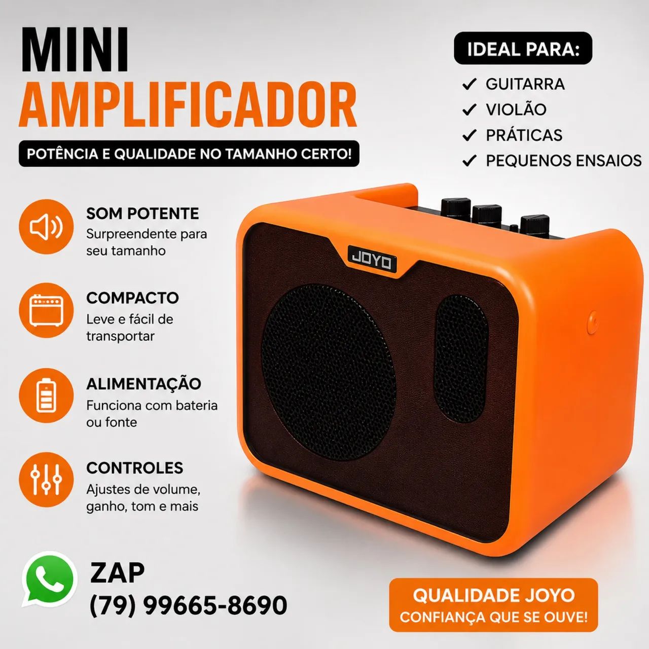 Mini amplificador caixa de som joyo para guitarra e violão