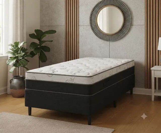OFERTA Base com colchão solteiro  de molas novo de loja 