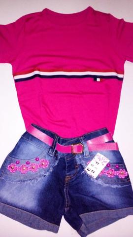 Lindo Conjuntinho Menina - Shortinho e Blusa