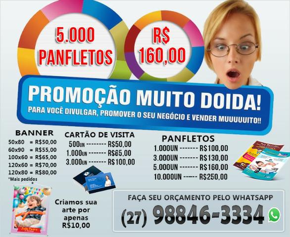 Panfletos, cartão de visitas, banner e muito mais