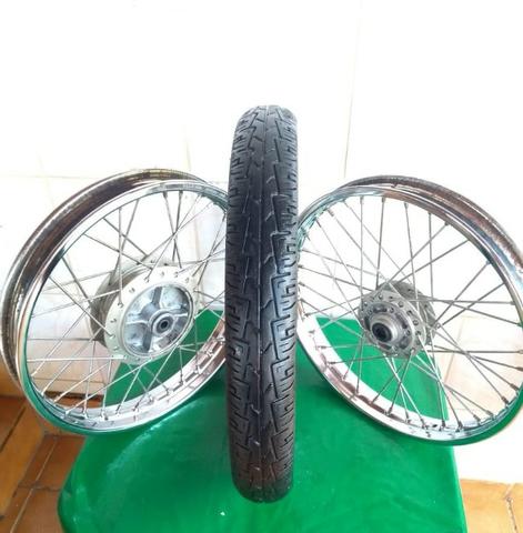 Rodas CG Fan 150 14/14 + Pneu dianteiro - Foto 8