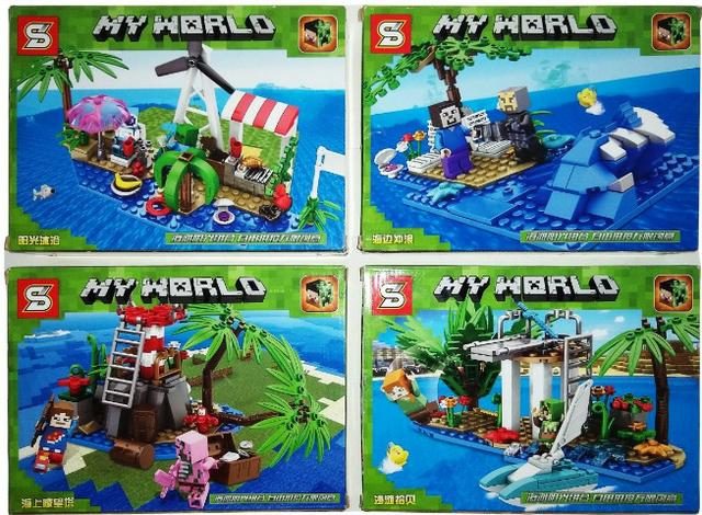 Lego Minecraft Kit 4 Modelos Ilhas Oceano Férias - Média 150 peças cada