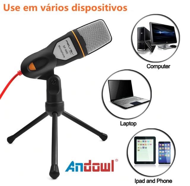 Microfone Condensador Com Tripé e Filtro Anti Puff - Foto 3