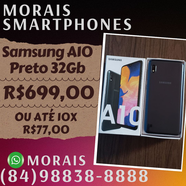 Samsung A10 Preto 32Gb (SEMI-NOVO+NOTA) - WHATS ( 8 4 ) 9 8 8 3 8 - 8 8 8 8
