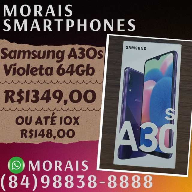 Samsung A30s 64Gb Violeta (LACRADO+NOTA FISCAL E GARANTIA) - ( 8 4 ) 9 8 8 3 8 - 8 8 8 8