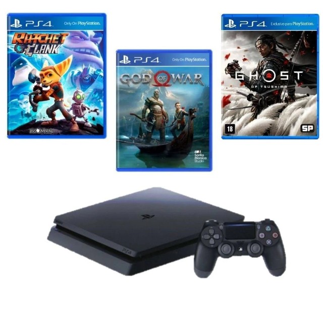 Console PlayStation 4 Mega Pack 18 - Ghost of Tsushima, God of War e Ratchet & Clank