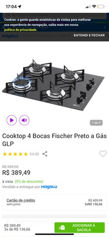 Vendo cooktop 4 bocas Fischer a gás