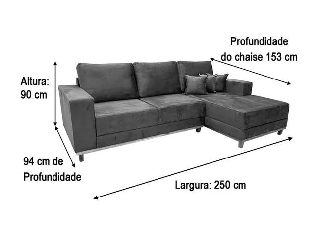 Sofá 3 Lugares com Chaise Nina 2,50m a86 - Foto 5