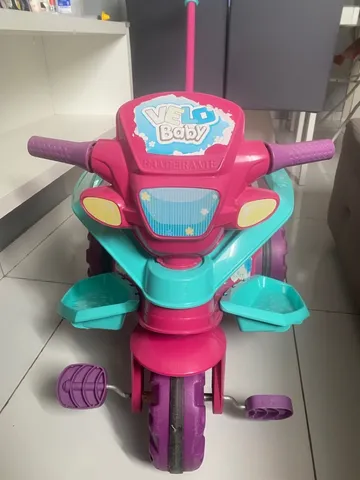 Triciclo Infantil Bandeirante Velobaby com Buzina Rosa