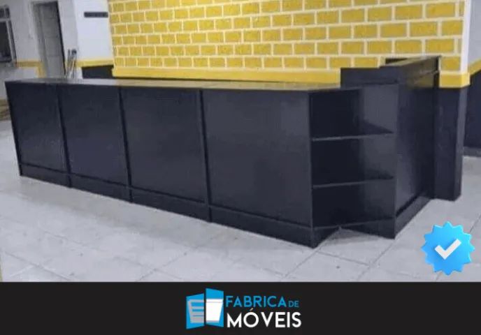 Balcão Caixa em L + 4 Balcões Atendimento - Preto
