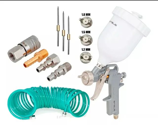 Kit Pistol Pulverizador Pintura + Mangueira + Engates