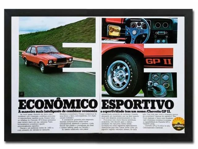 Chevette GP II - Quadro decorativo com propaganda ou matéria original de revista