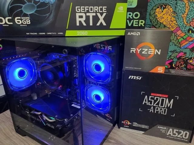 Pc Gamer Novo Ryzen 5 3600 RTX 2060 16 Ram 512 Ssd 1 ano de garantia