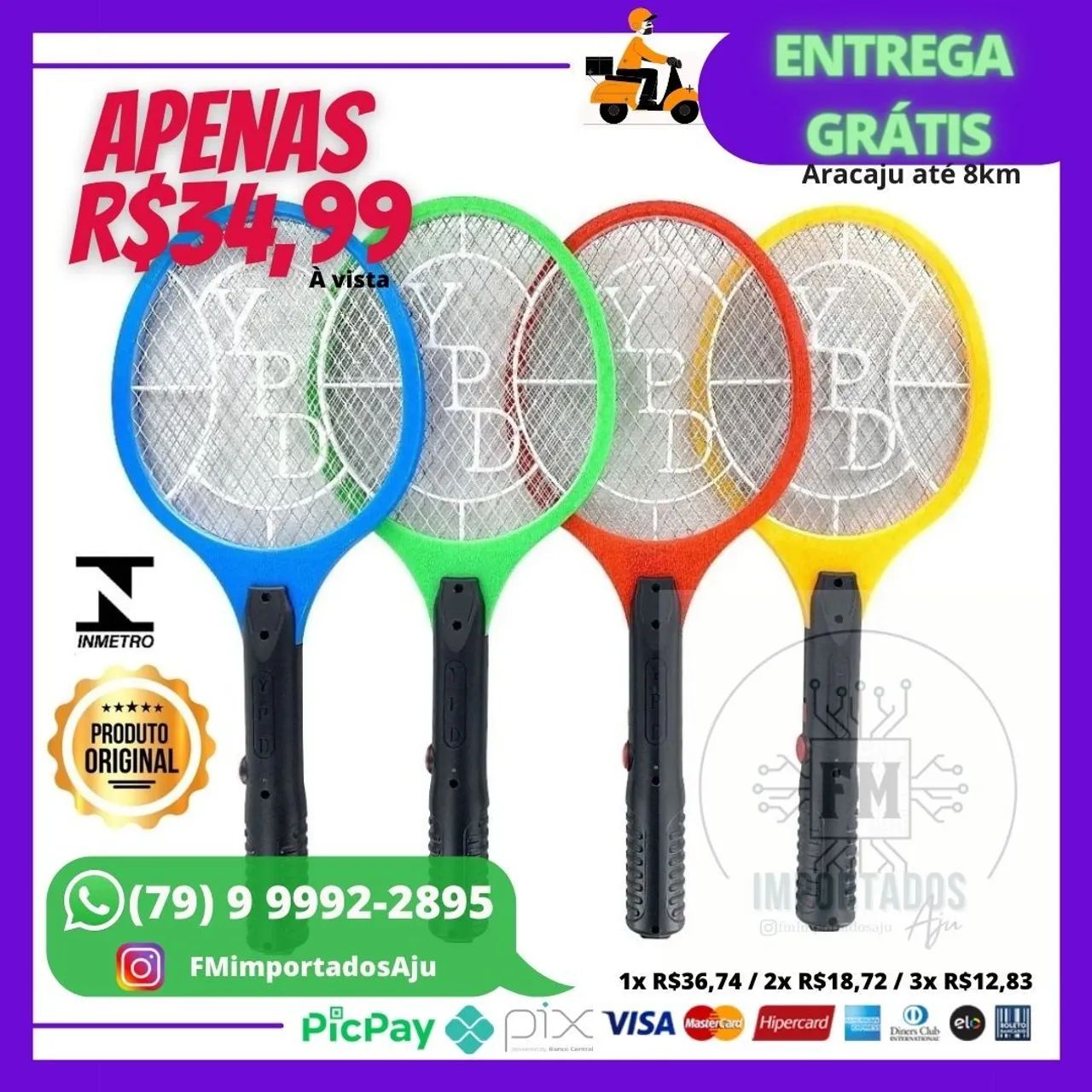 Raquete para mosquito muriçoca pernilongo