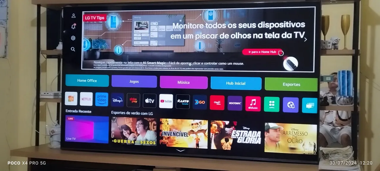SmartTV 4K SAMSUNG, TELA CRISTAL LÍQUIDO, TELA EXTENDIDA, 65 POLEGADAS.
