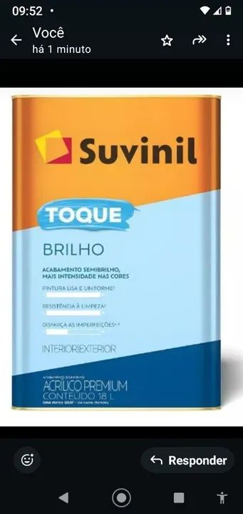 Tinta Suvinil Toque seme Brilho Acrílico Premium 18 Litros
