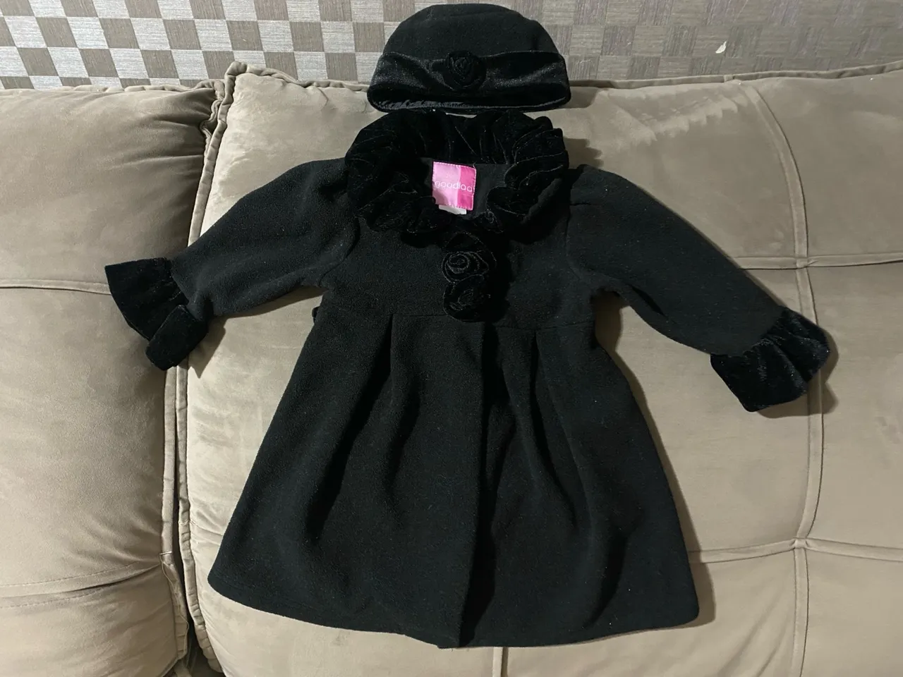 Casaco importado de inverno com boina preto Infantil