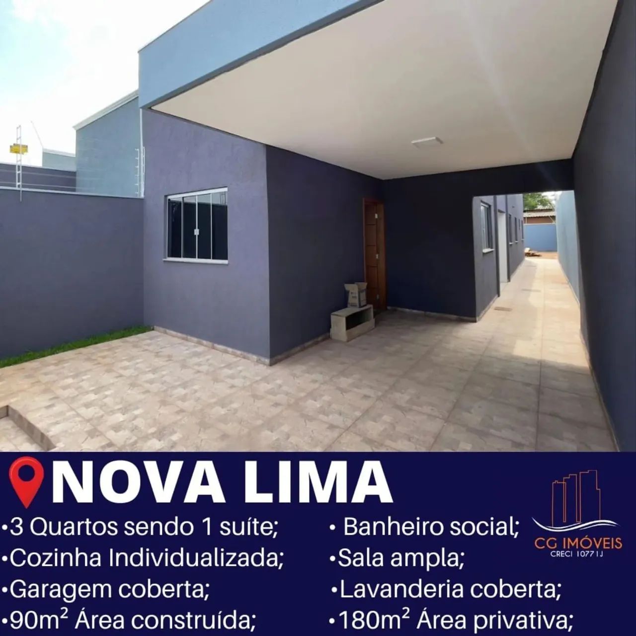 Casa á venda com 3 quartos sendo 1 suíte no Nova Lima em Campo Grande - MS
