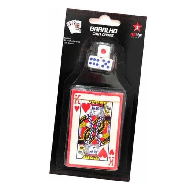 Kit 2 Jogos De Baralho 54 Cartas Acompanha 3 Dados Cada Redstar Sport - Foto 3