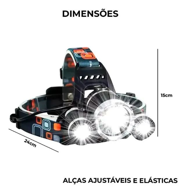 Lanterna De Cabeça Com 3 Leds Para Trilha Camping Função Sos - Foto 3