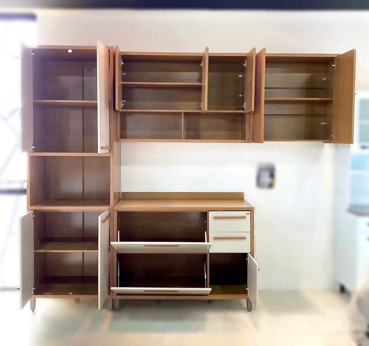 Cozinha Torino 3 Peças Paneleiro + Balcão + Aéreo Cinamomo/Off 1,93 de Largura  - Foto 4