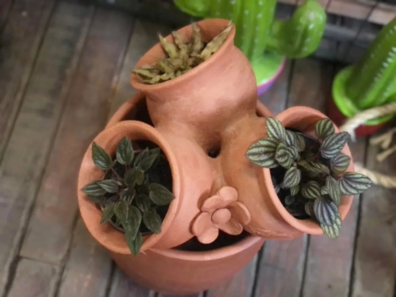 Floreira com três vasos de barro  - Foto 3