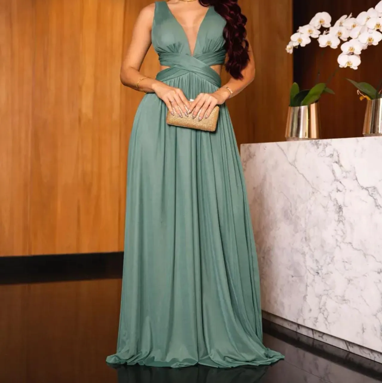 Vestido Longo Verde - Festa, Casamento, Formatura