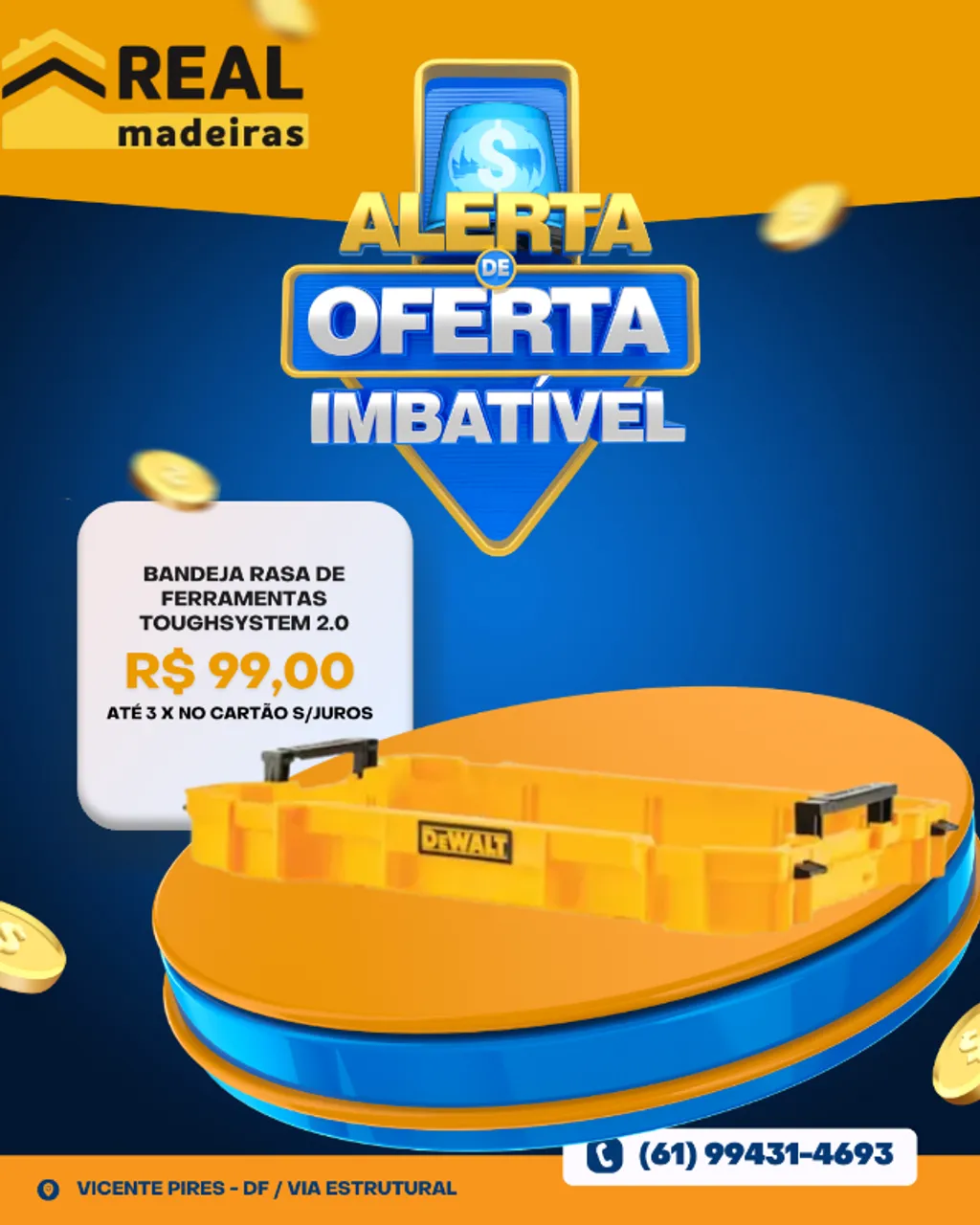 BANDEJA RASA DE FERRAMENTAS TOUGHSYSTEM 2.0 DWST08110