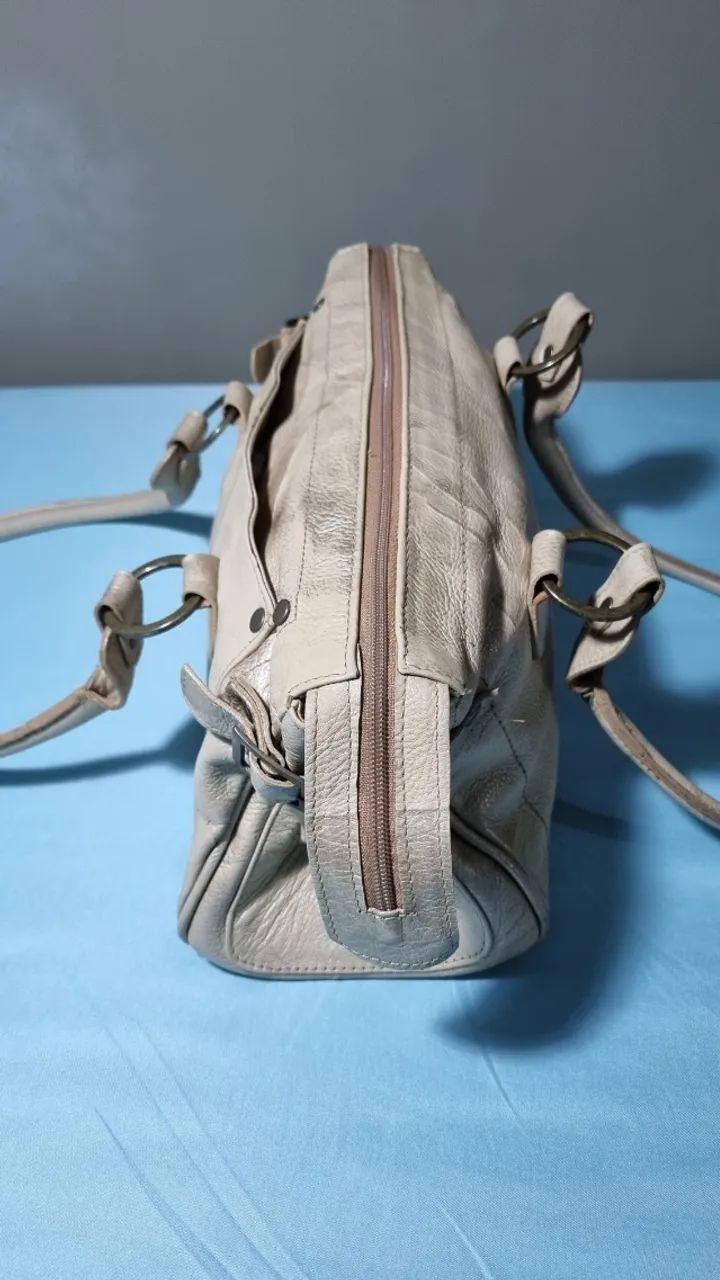 Bolsa de Couro Bege - Foto 3