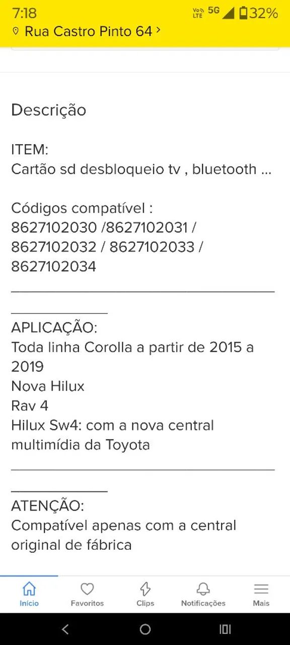 Cartão SD Toyota original - Foto 2
